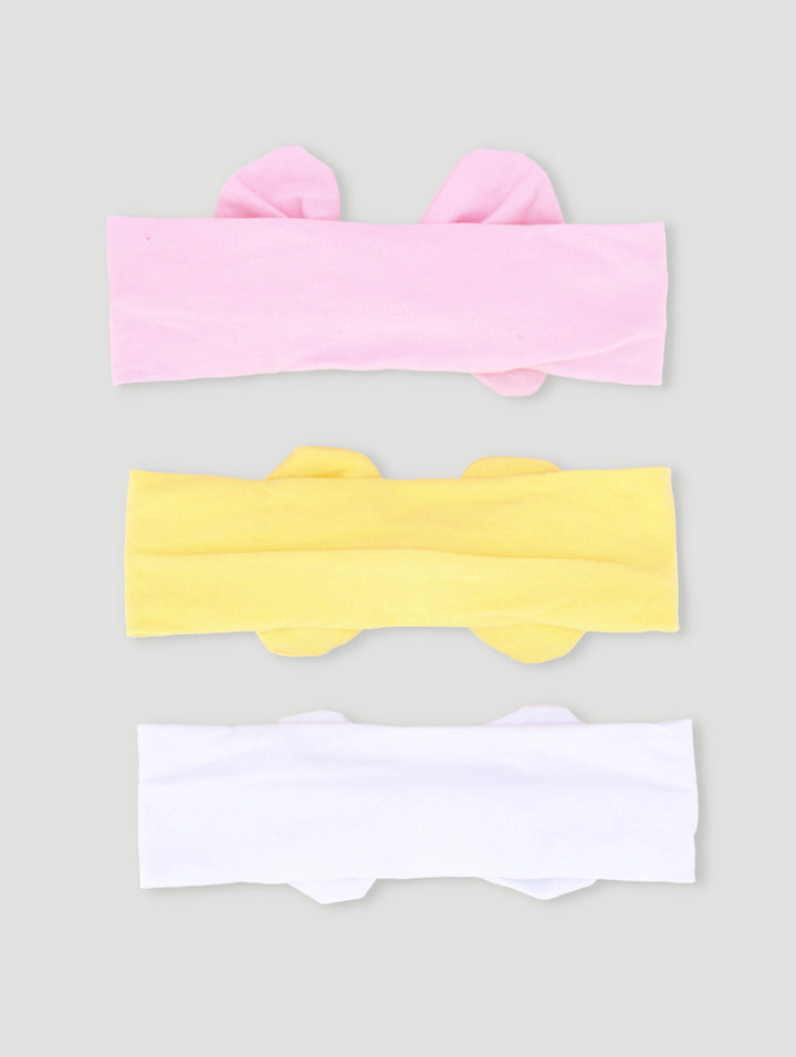 Baby Girls 3 Pack Plain Bow Headbands - Yellow