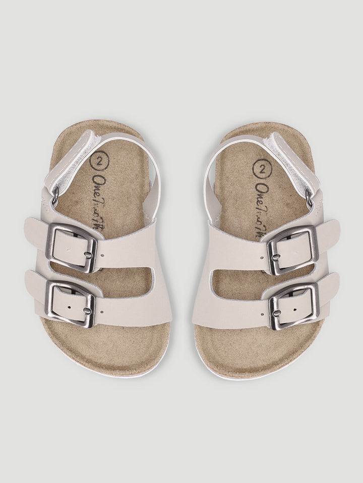 Baby Boys Matte Suede Double Buckle Sandal - Grey