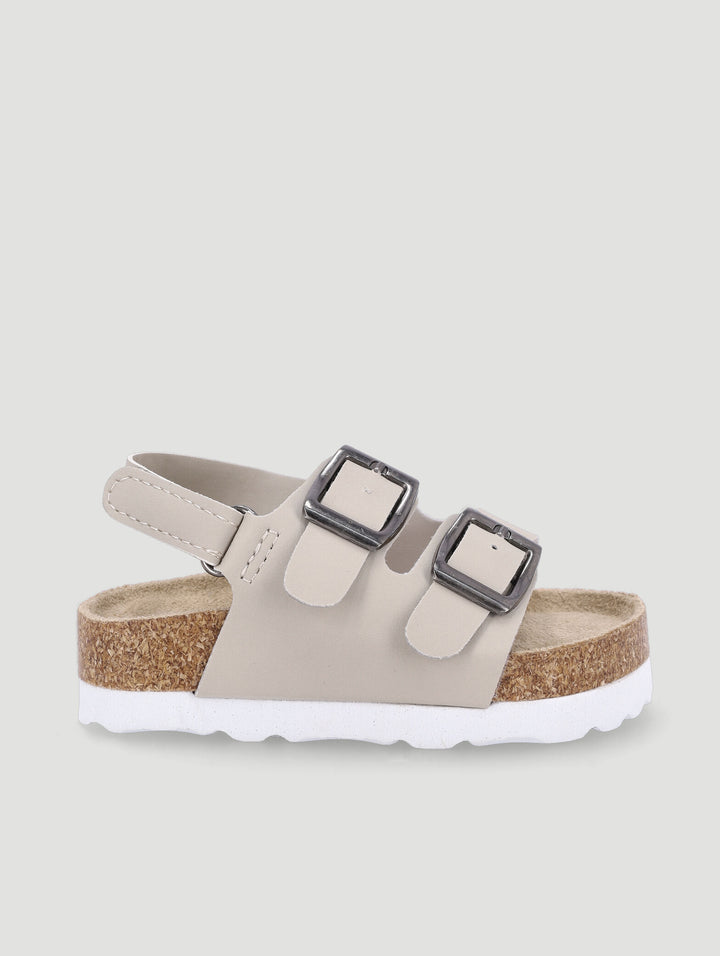 Baby Boys Matte Suede Double Buckle Sandal - Grey