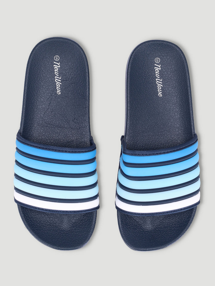 Boys Striped Pool Slide-Navy