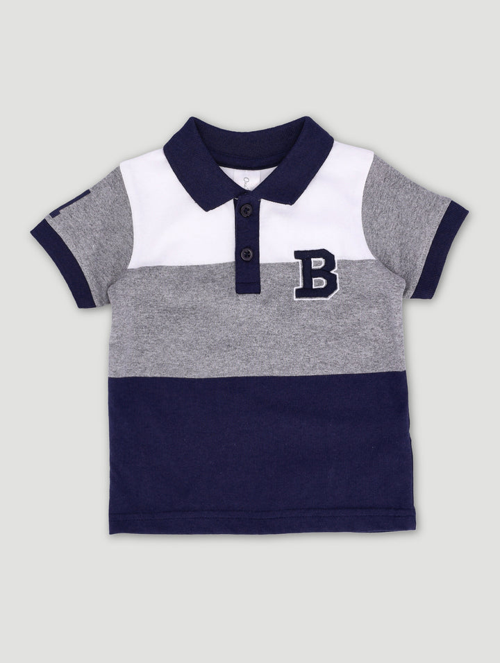 Baby Boys Colour Block Golfer - Navy