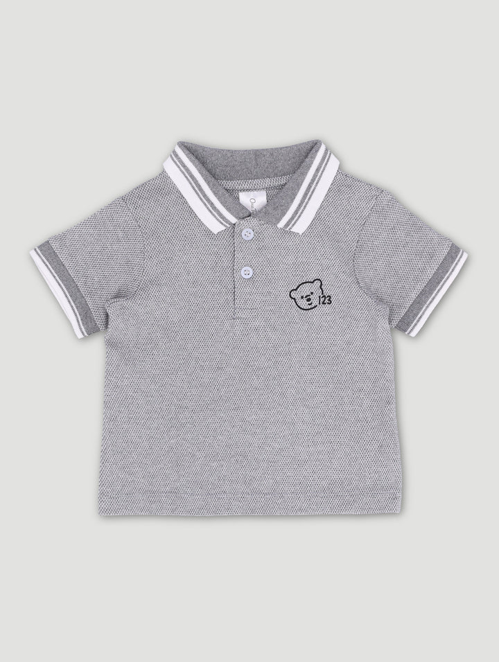 Baby Boys Textured Golfer - Grey