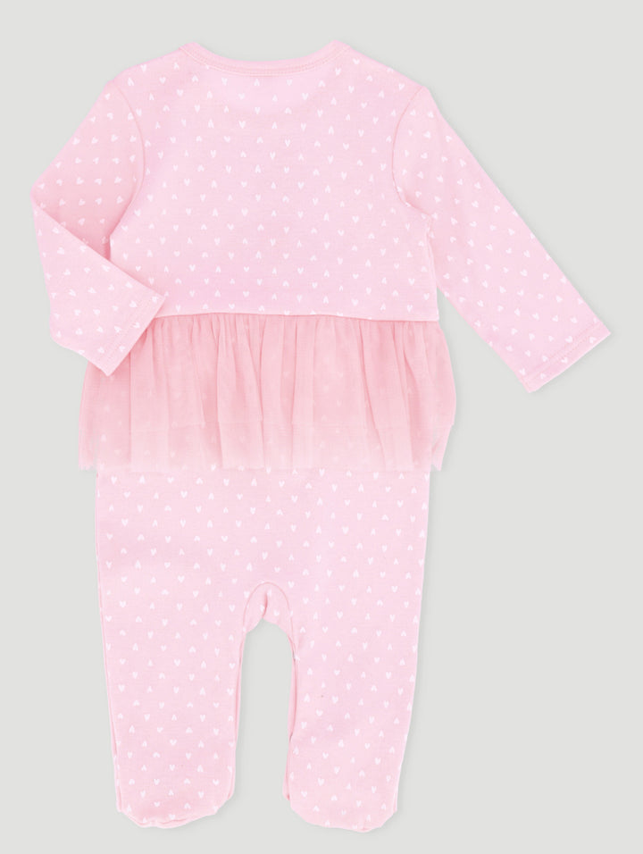 Baby Girls Heart Tulle Sleepsuit - Pink