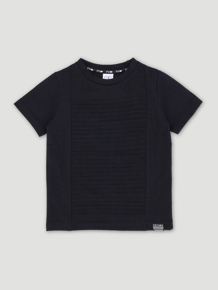 Pre-Boys Pintuck Panel Tee - Black