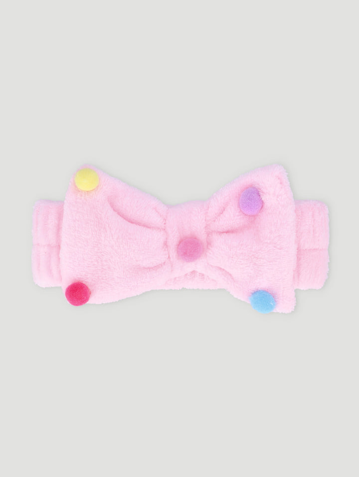 Pre-Girls Pom Pom Bow Hair Wrap - Pink