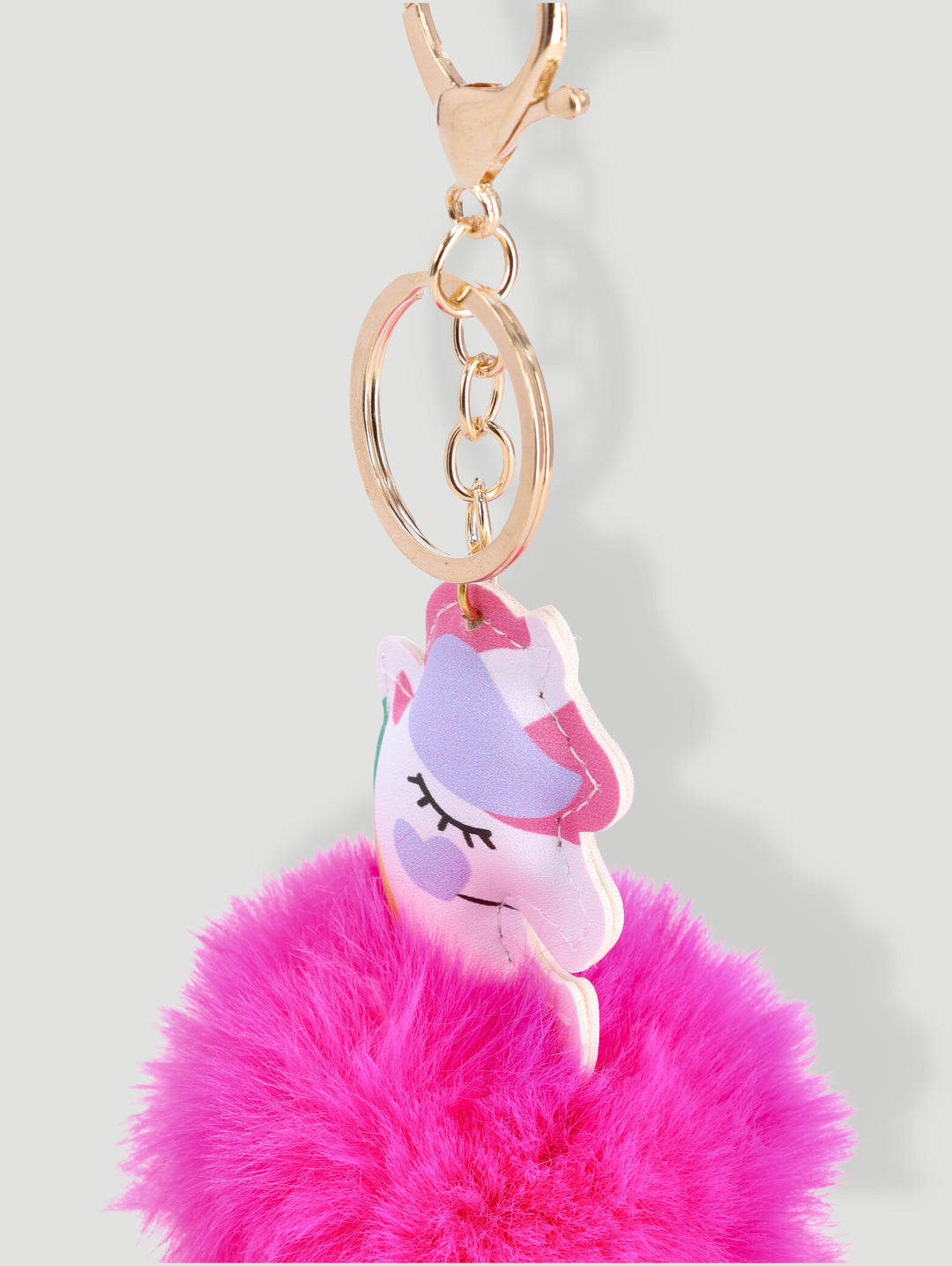 Pre-Girls Unicorn Pom Pom Key Ring - Dark Pink