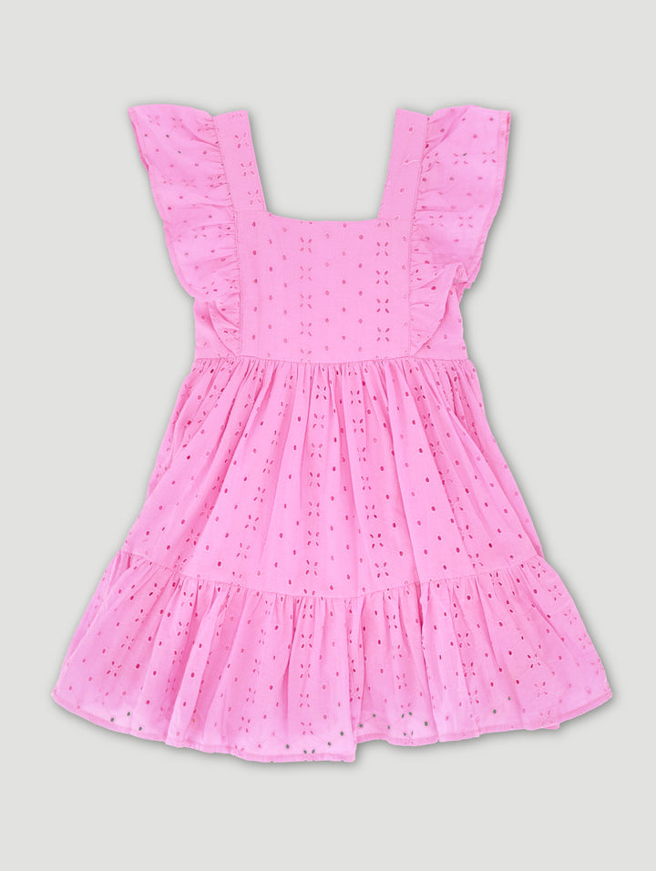 Pre-Girls Anglaise Dress - Mid Pink