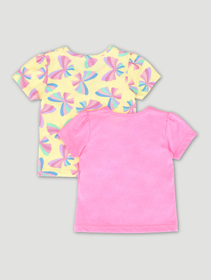 Pre-Girls 2 Pack Butterfly Print Rainbow Tees