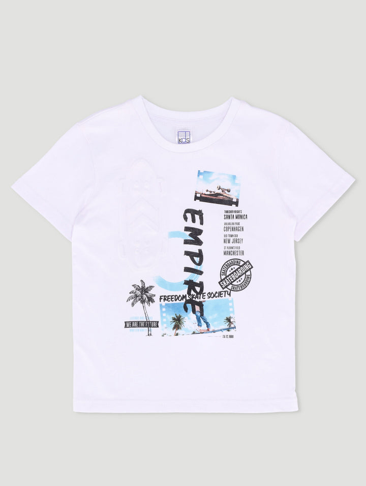 Pre-Boys Skate Emboss Tee - White