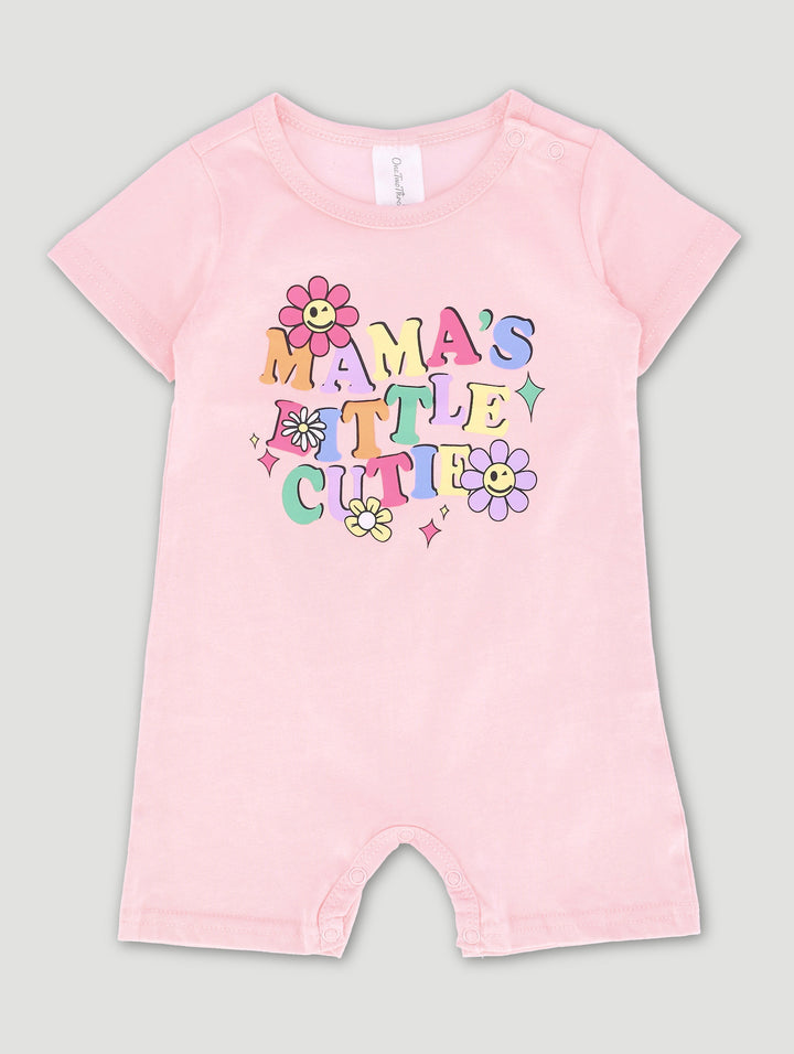 Baby Girls "Mama's Little Cutie" Romper - Pink