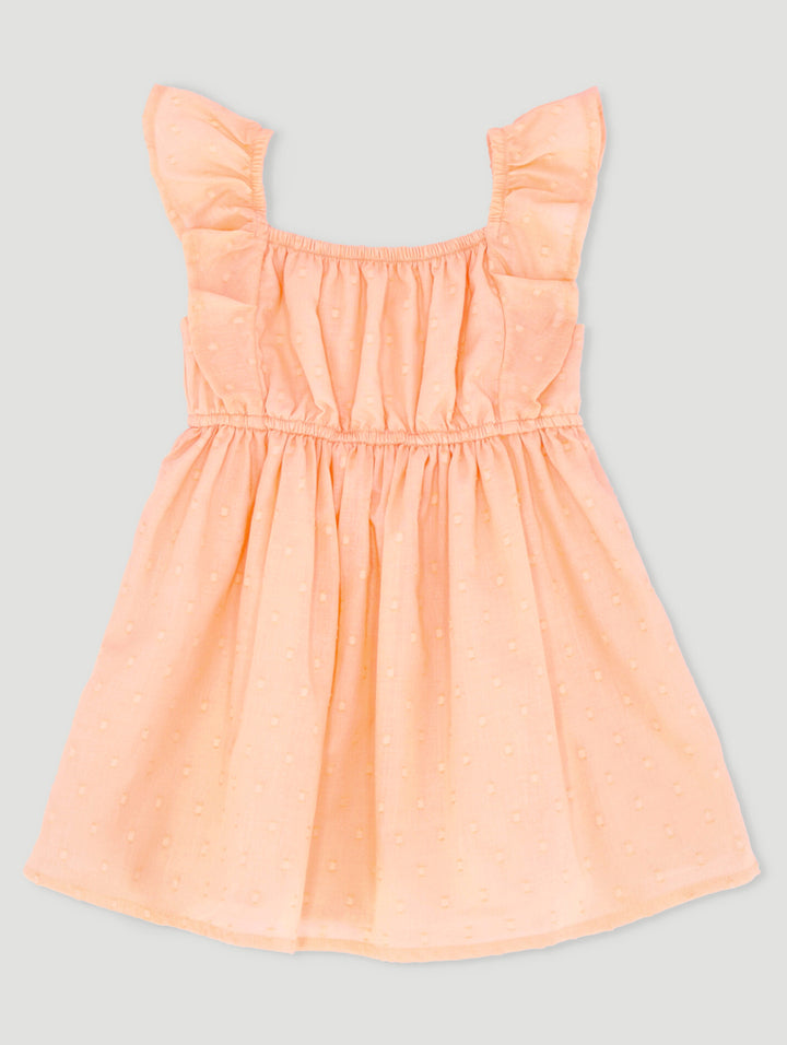 Baby Girls Dobby Dress - Peach