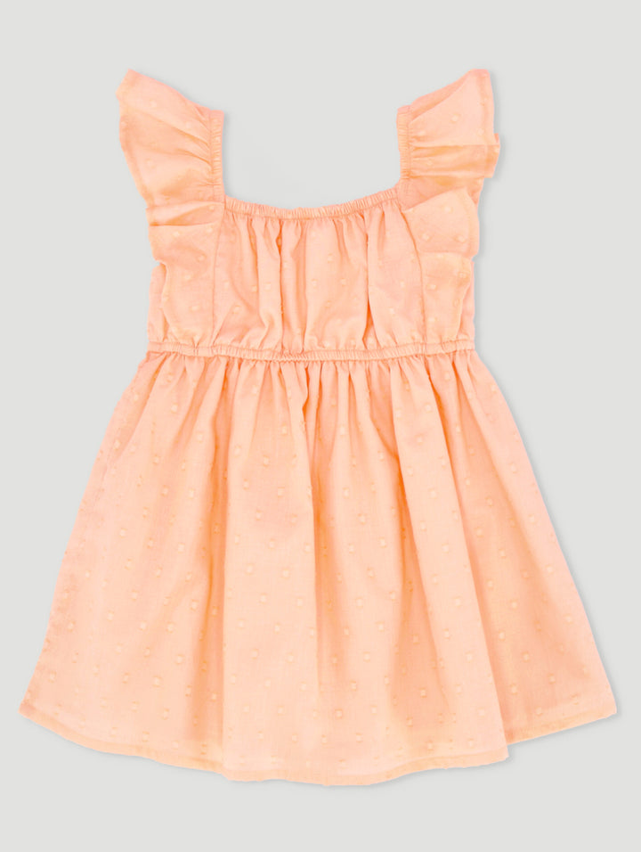 Baby Girls Dobby Dress - Peach