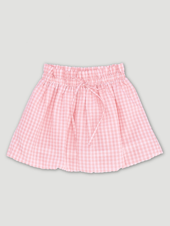 Pre-Girlsbubble Seersucker Check Shorts  - Pink