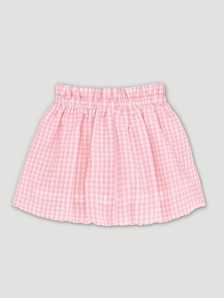 Pre-Girlsbubble Seersucker Check Shorts  - Pink