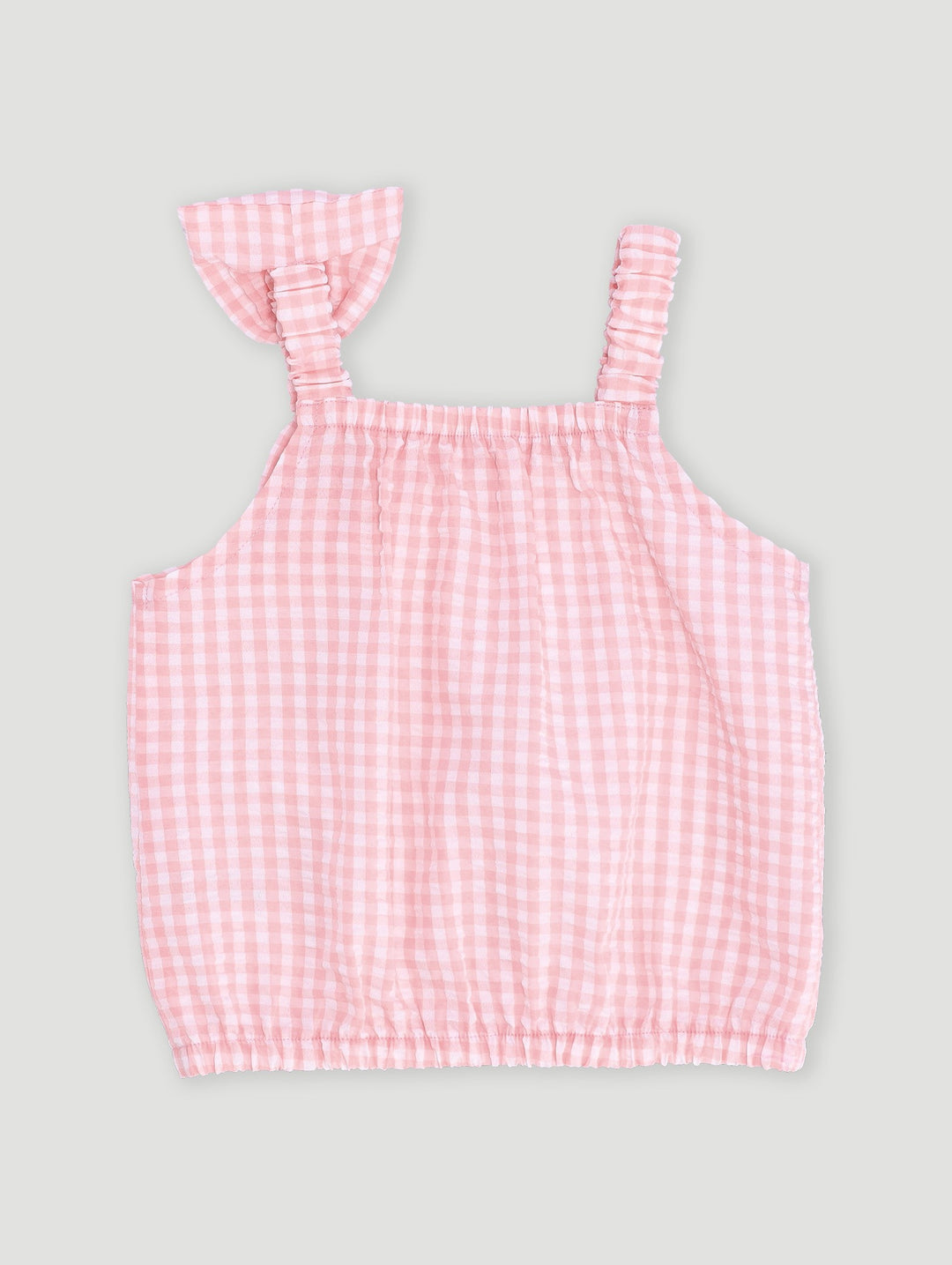 Pre-Girls Seersucker Check Blouse - Light Pink