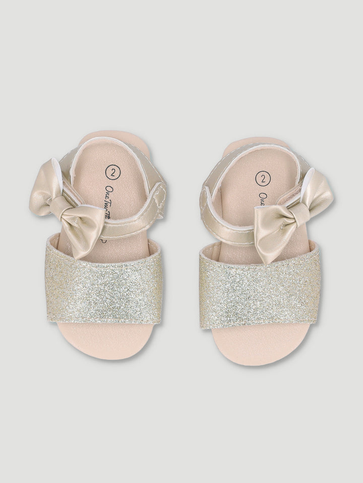 Baby Girls Glitter Bow Sandal - Gold