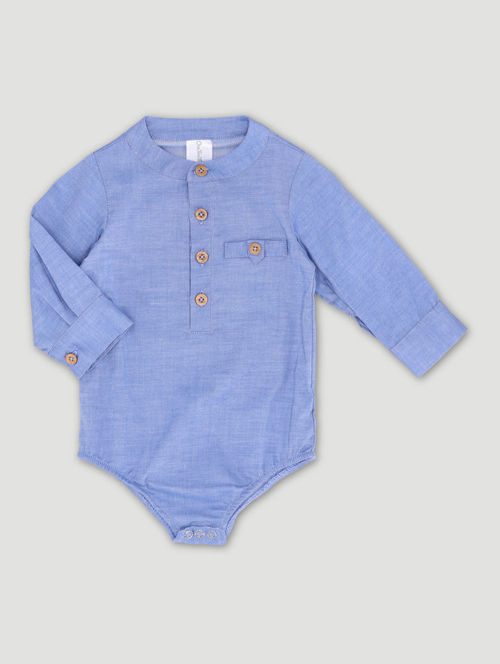 Baby Boys Chambray Occasion Romper - Blue