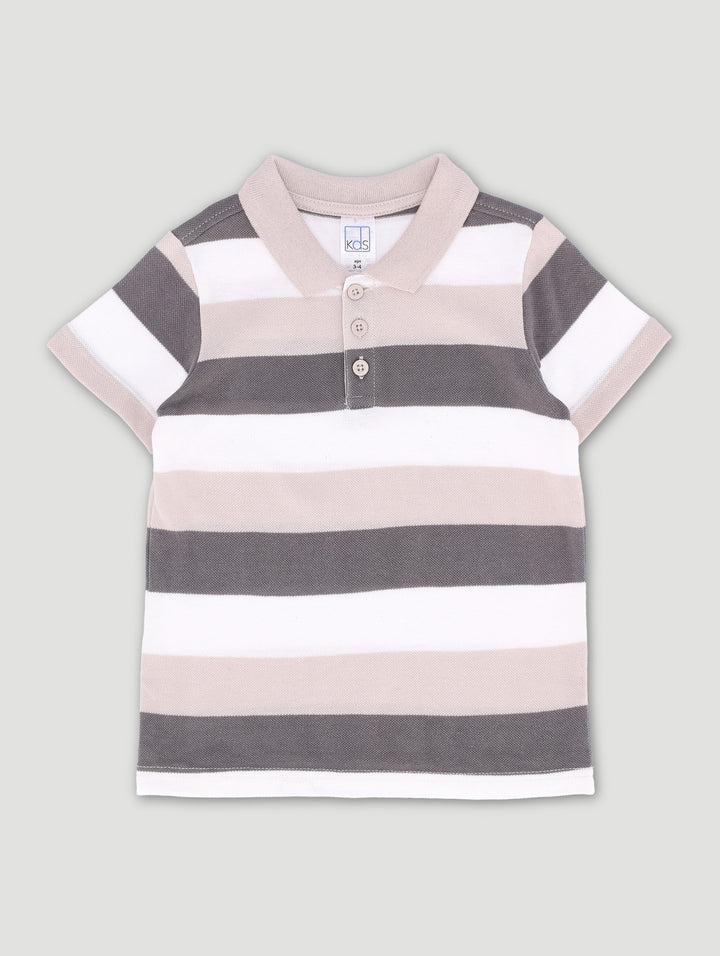 Pre-Boys Stripe Golfer - Stone