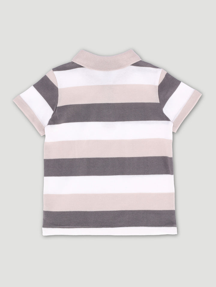 Pre-Boys Stripe Golfer - Stone