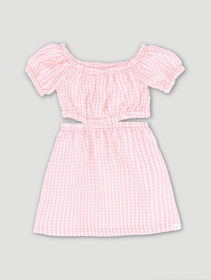 Pre-Girls Seersucker Cut Out Dress - Pink