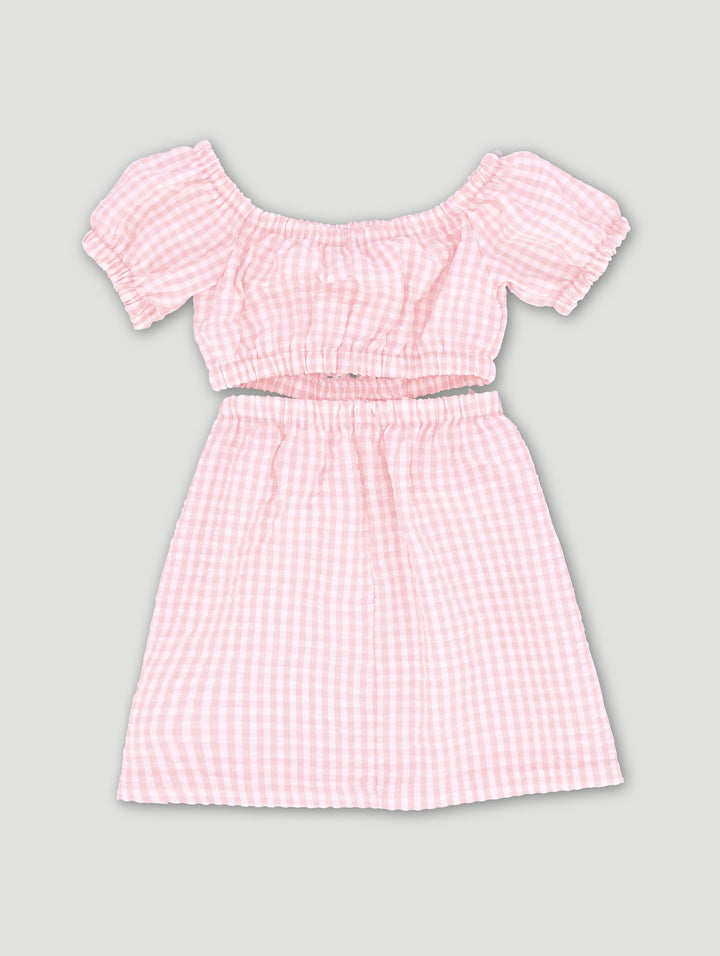 Pre-Girls Seersucker Cut Out Dress - Pink