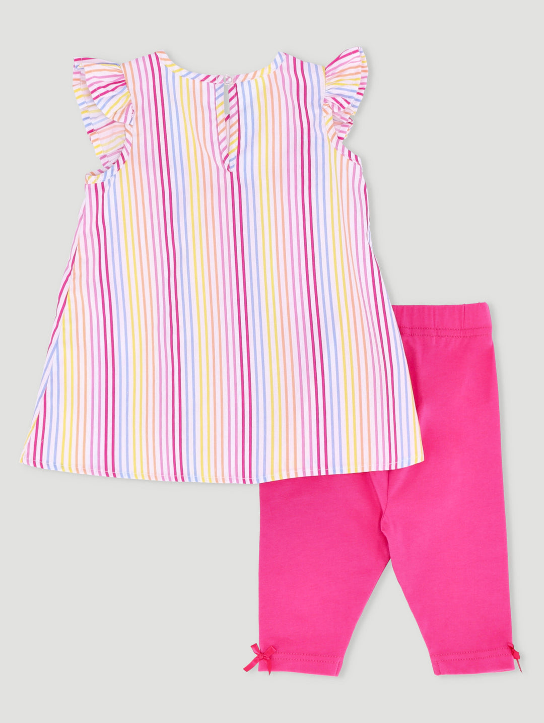 Baby Girls Striped Popplin Tunic Set - Pink