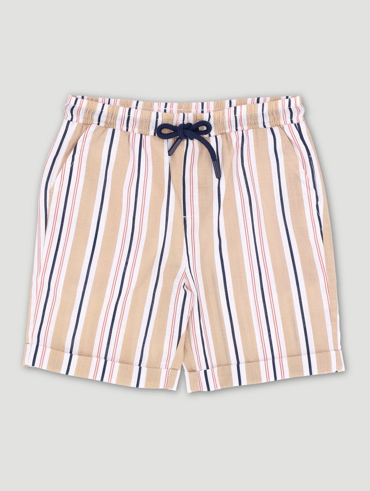 Pre-Boys Stripe Print Shorts - Stone