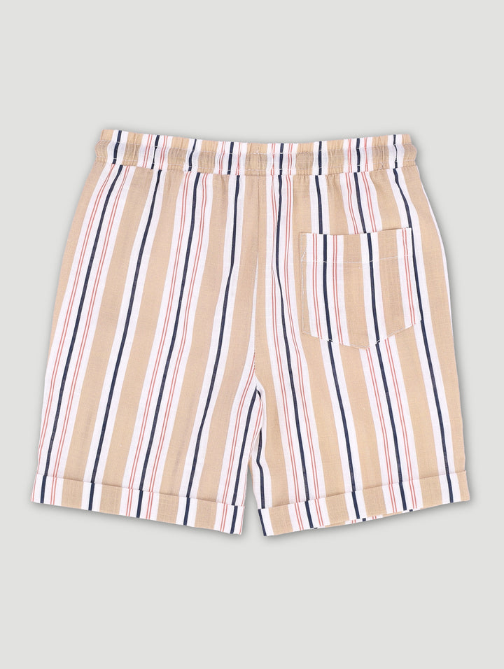 Pre-Boys Stripe Print Shorts - Stone