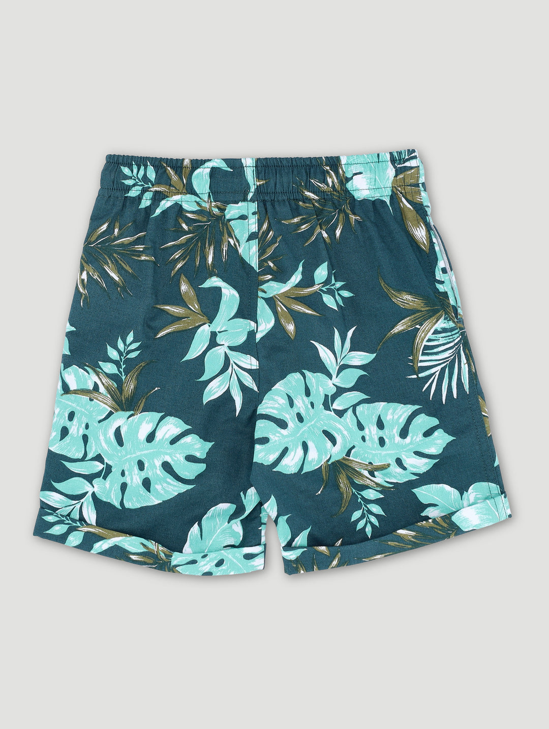 Pre-Boys Green Leafy Woven Short - Green