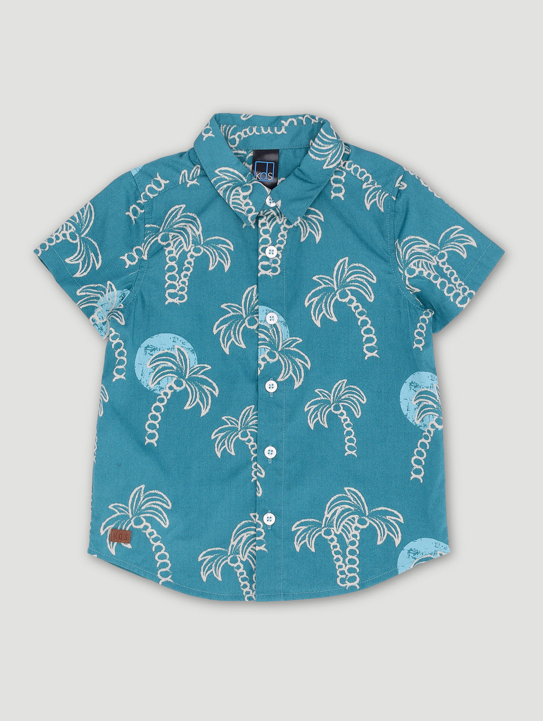 Pre-Boys Palm Tree Woven Shirt - Teal