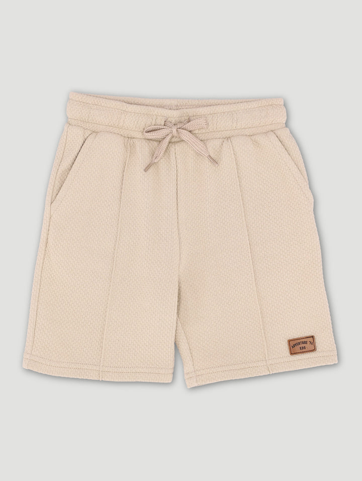 Pre-Boys Textured Fleece Shorts - Stone