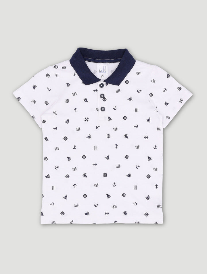 Pre-Boys Nautical Golfer - White