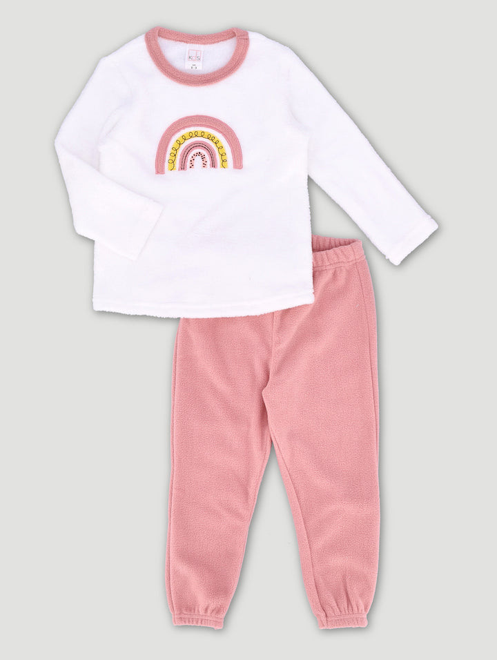 Pre-Girls Rainbow Microfibre Sleepset - Pink