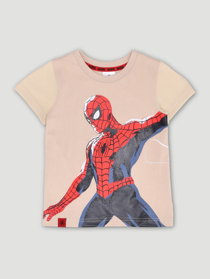 Pre-Boys Spiderman Texture Tee - Stone