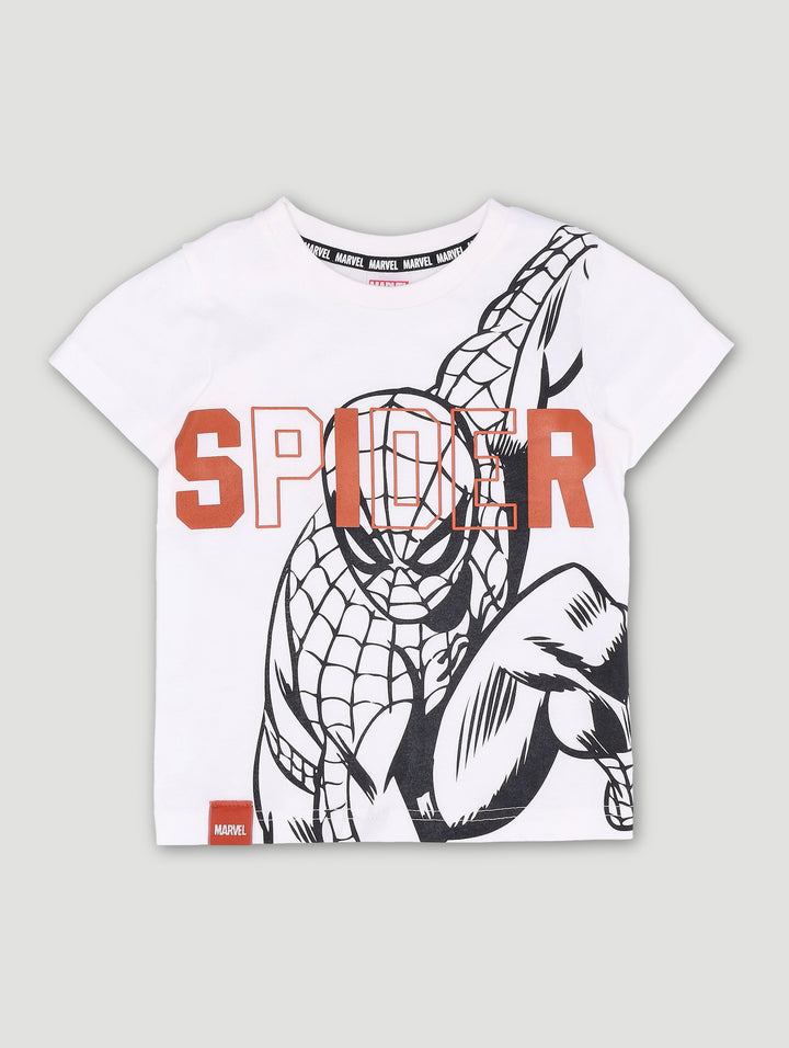 Pre-Boys Spiderman Big Face Print Tee - Cream