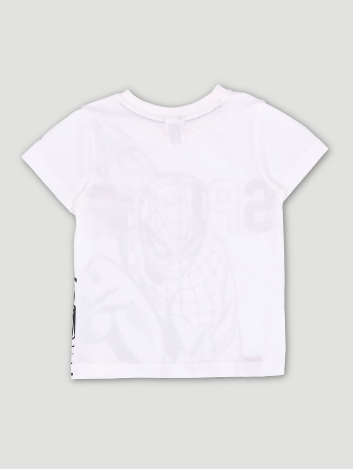 Pre-Boys Spiderman Big Face Print Tee - Cream