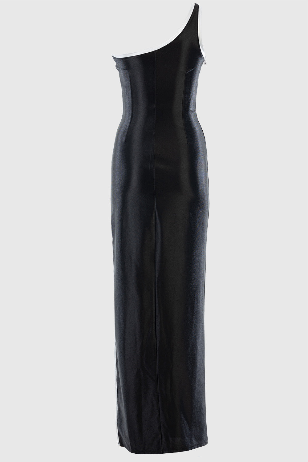 Asymmetric Maxi Dress With Contrast Panels - Black