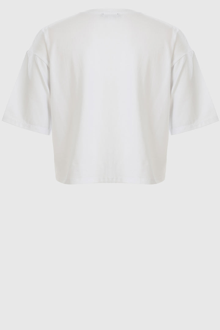 Boxy Oversized Multi-Technique Logo Top - White