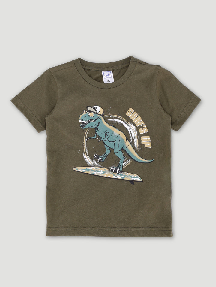 Pre-Boys Dino Surf Tee - Olive