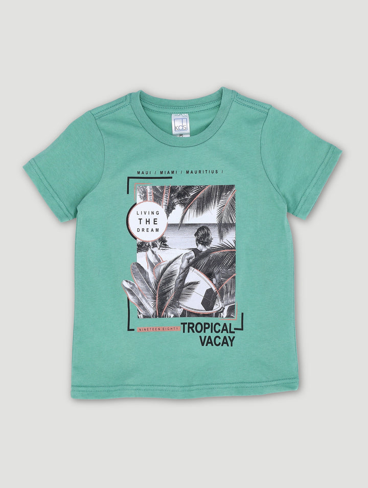 Pre-Boys Tropical Vacay Tee - Green