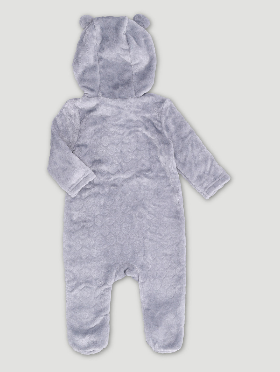 Baby Girls Hooded Embossed Sleepsuit - Grey