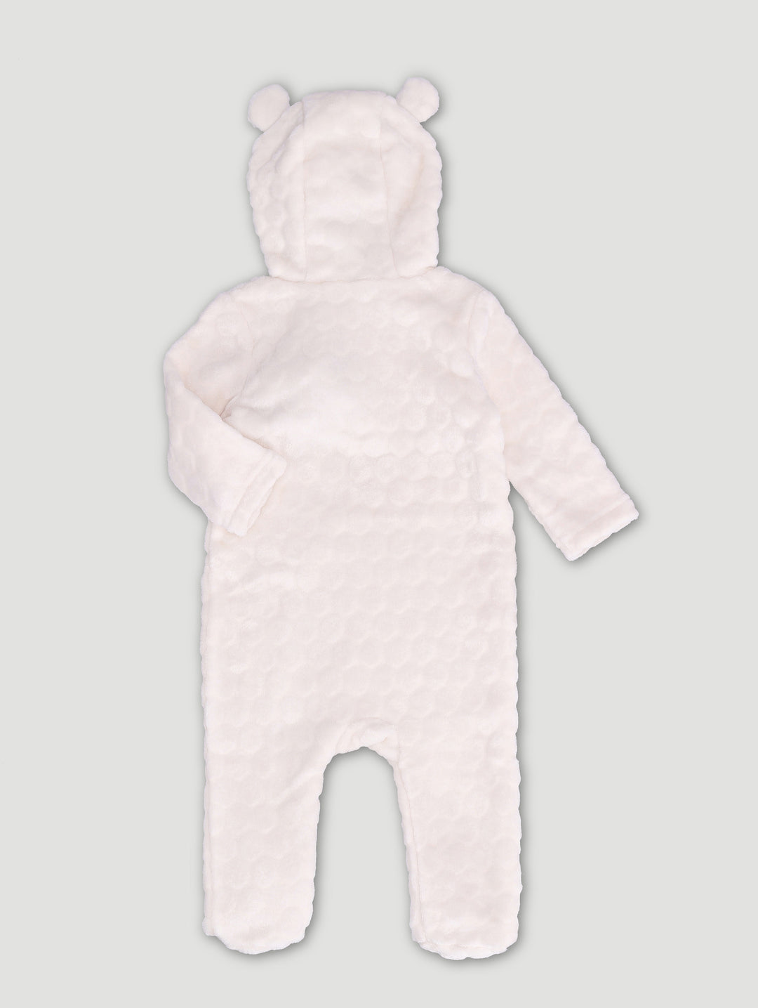 Baby Girls Embossed Hooded Sleepsuit - Cream