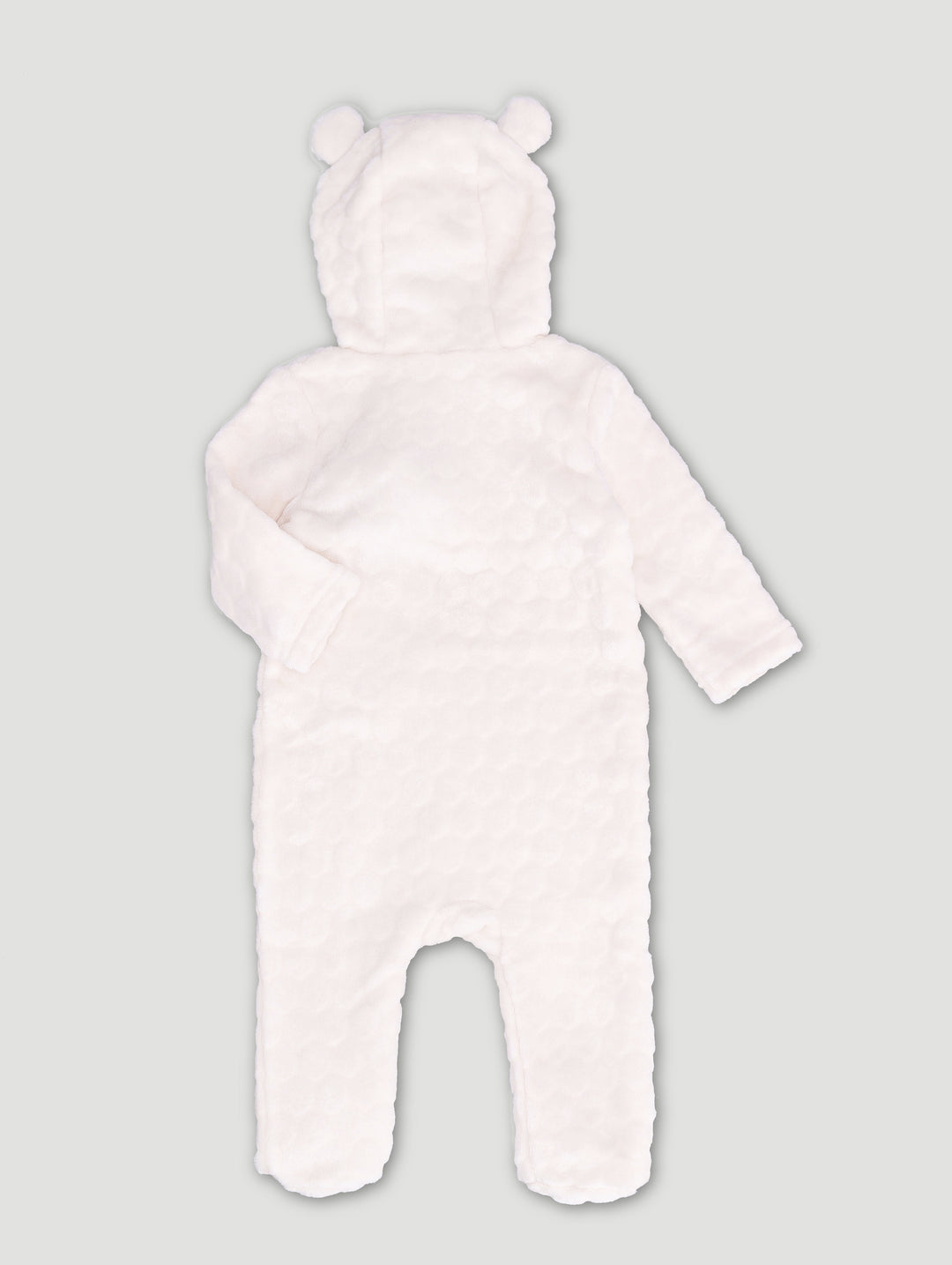 Baby Girls Embossed Hooded Sleepsuit - Cream