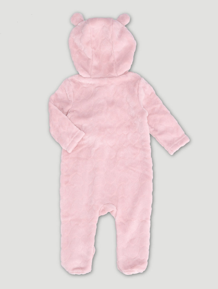 Baby Girls Embossed Hooded Sleepsuit - Pink