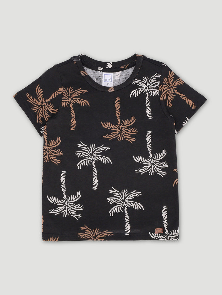 Pre-Boys Palm Print Tee - Black