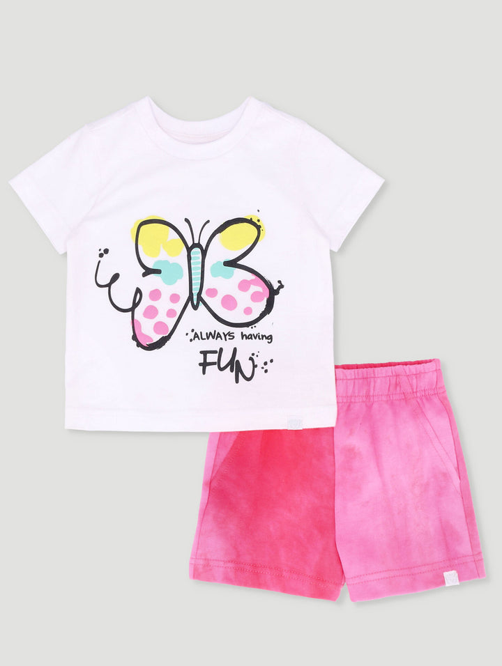 Baby Girls Fleece Butterfly Tie Dye Set - Pink