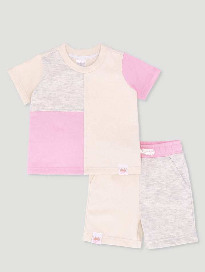 Baby Girls Fleece Colourblock Set - Cream