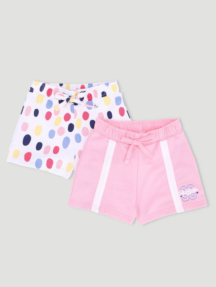 Baby Girls 2 Pack Spot Brooklyn Shorts - Dusty Pink