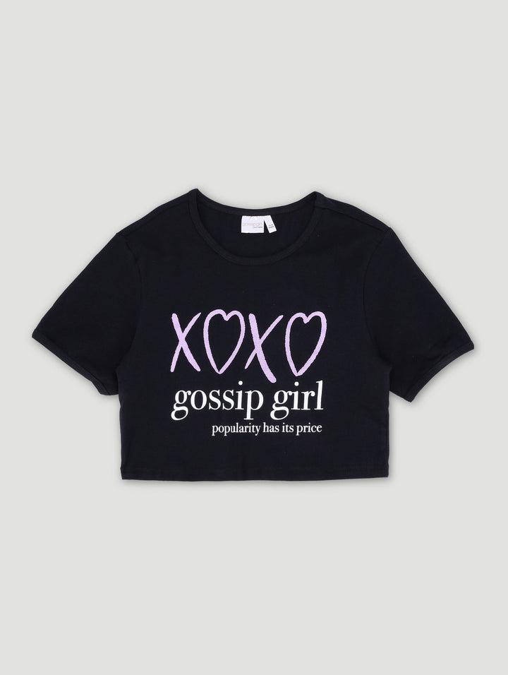 Girls Gossip Girl XOXO Tee - Black