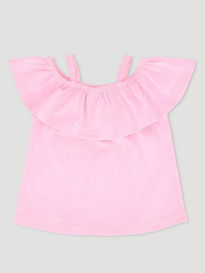 Baby Girls Butterfly Off Shoulder Tee - Pink